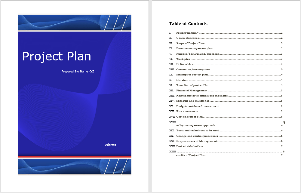 Project Plan Document Template Word