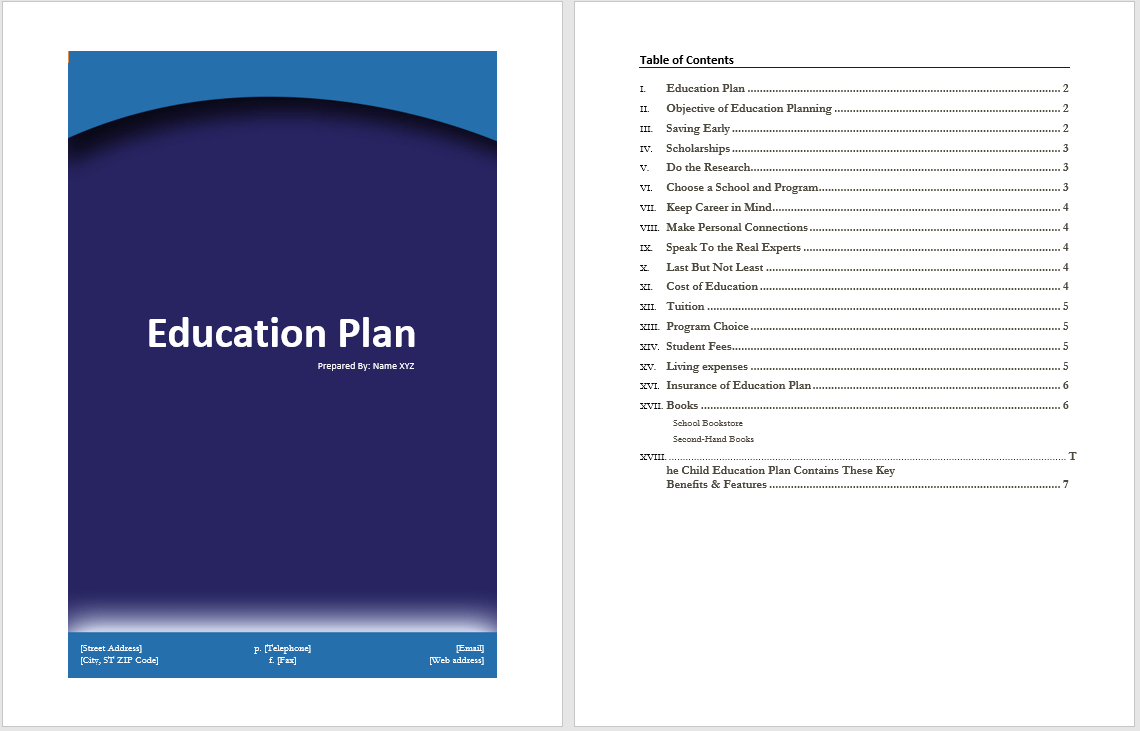 Education Plan Template Word Templates for Free Download