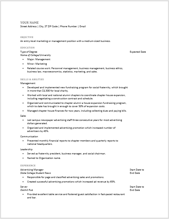 Basic Resume Template 05