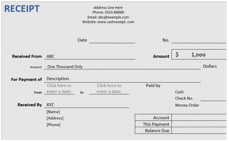 receipt microsoft word