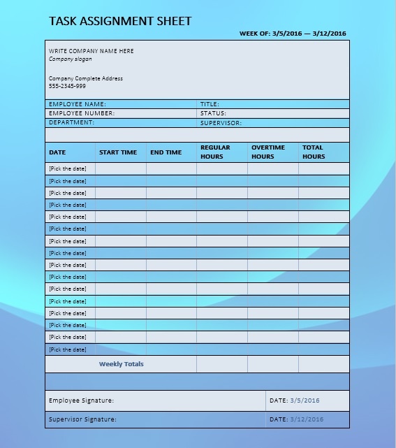 Project Task Assignment Word Templates Word Templates For Free Download