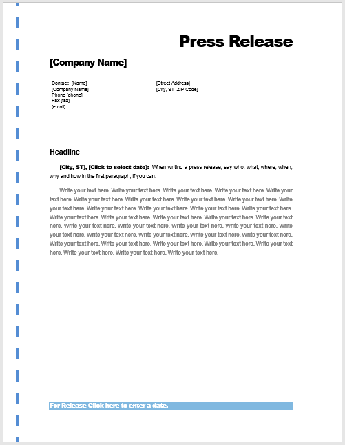 Press Release Template Word Templates For Free Download