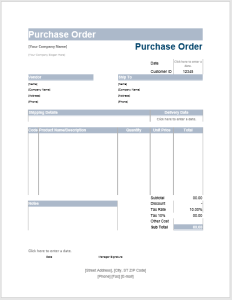 Purchase Order Templates - Word Templates for Free Download