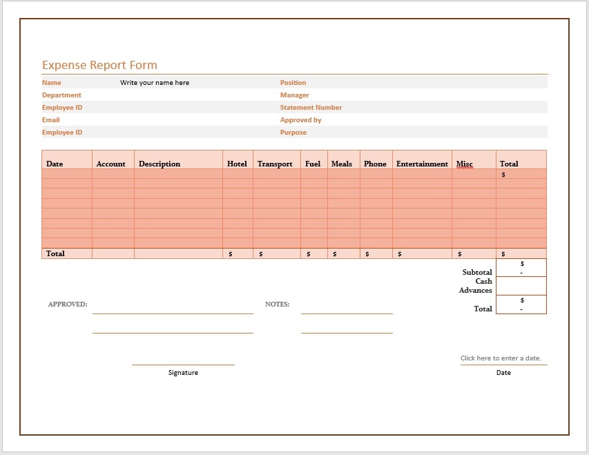 Report Template Word 2013