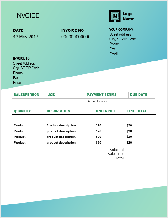 free professional invoice template