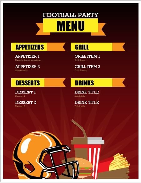 free catering menu templates for microsoft word