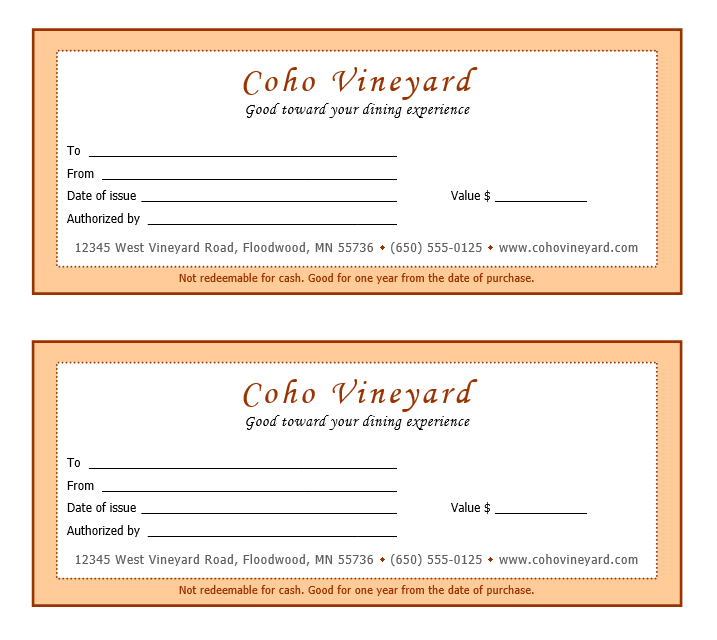 free dinner gift certificate template word free download