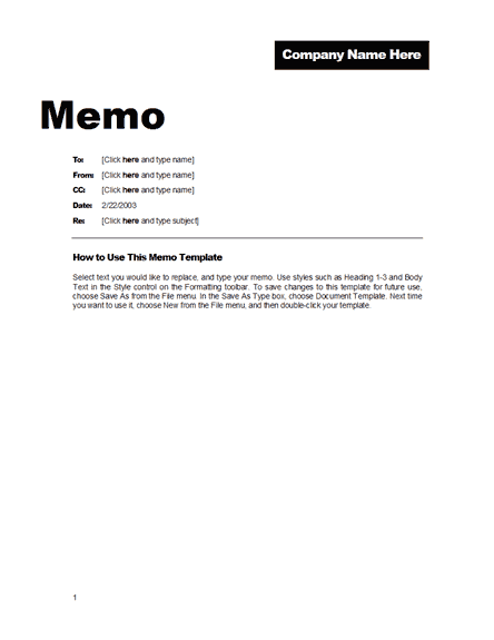 Memo Format Microsoft Word Templates