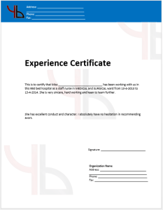 experience certificate format tcs