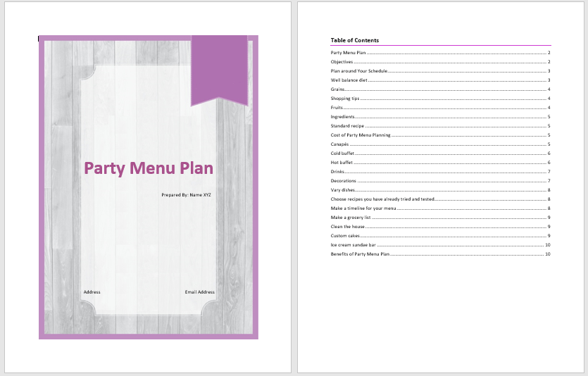 Party Menu Plan Template Word Templates For Free Download