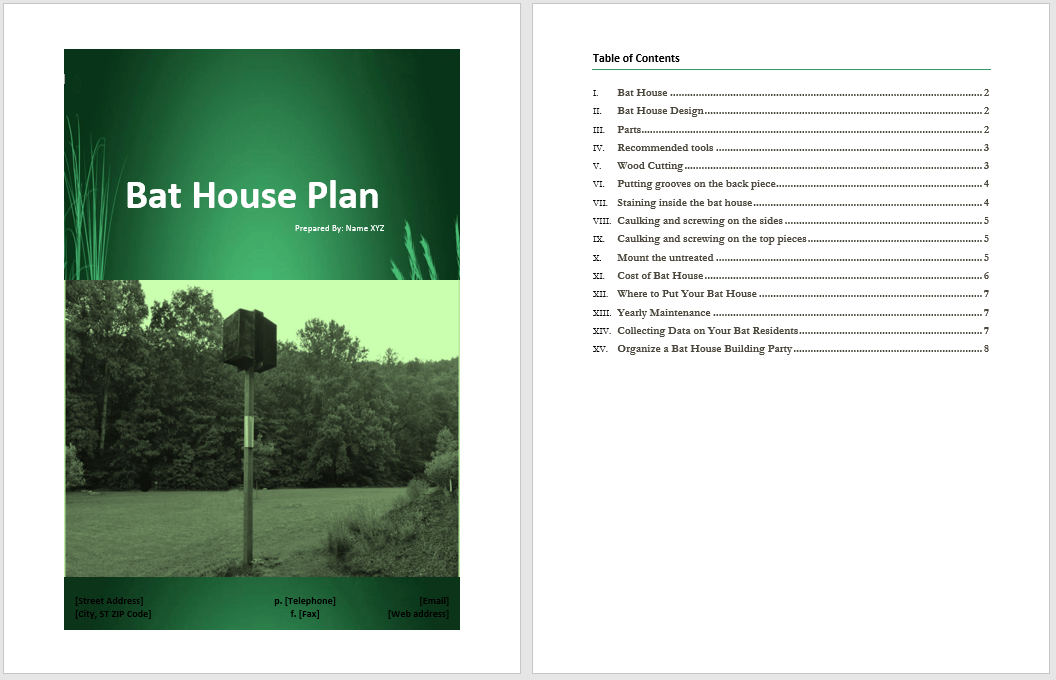 Bat House Plan Template Word Templates For Free Download