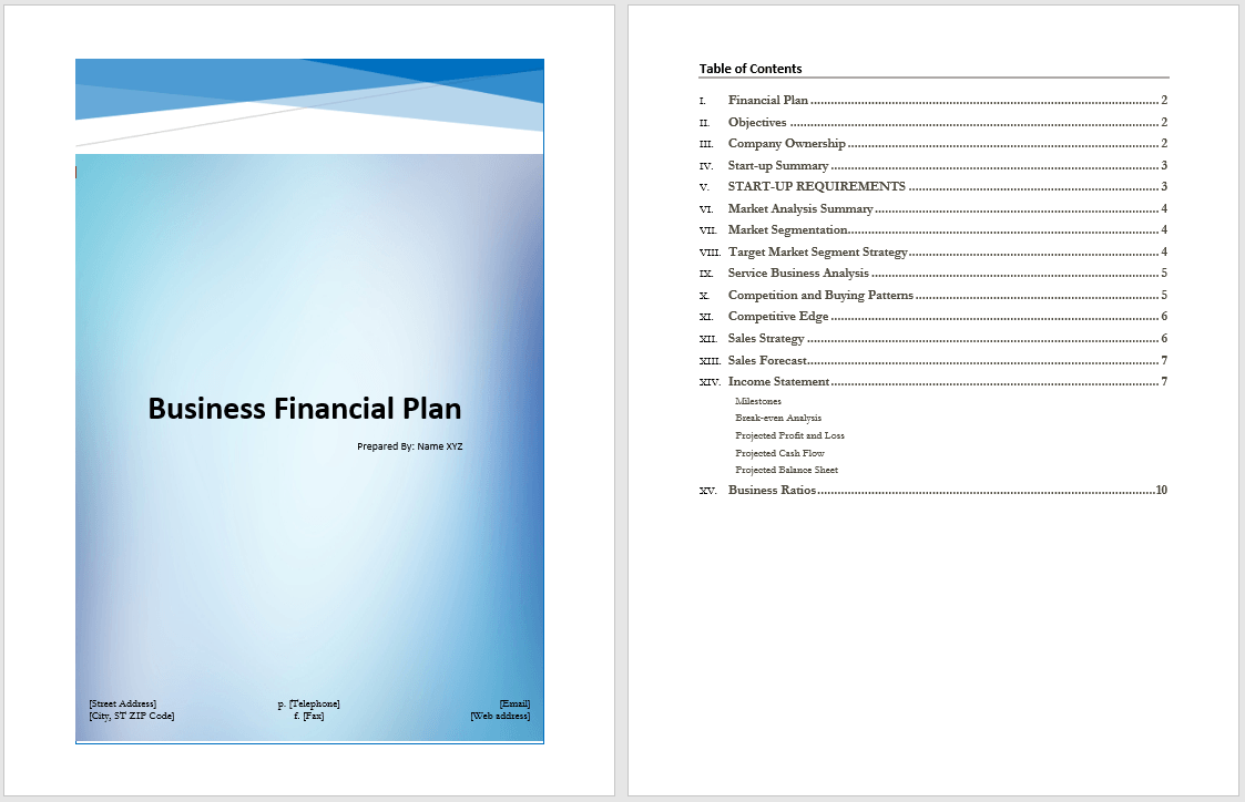 Business Financial Plan Template Word Templates For Free Download