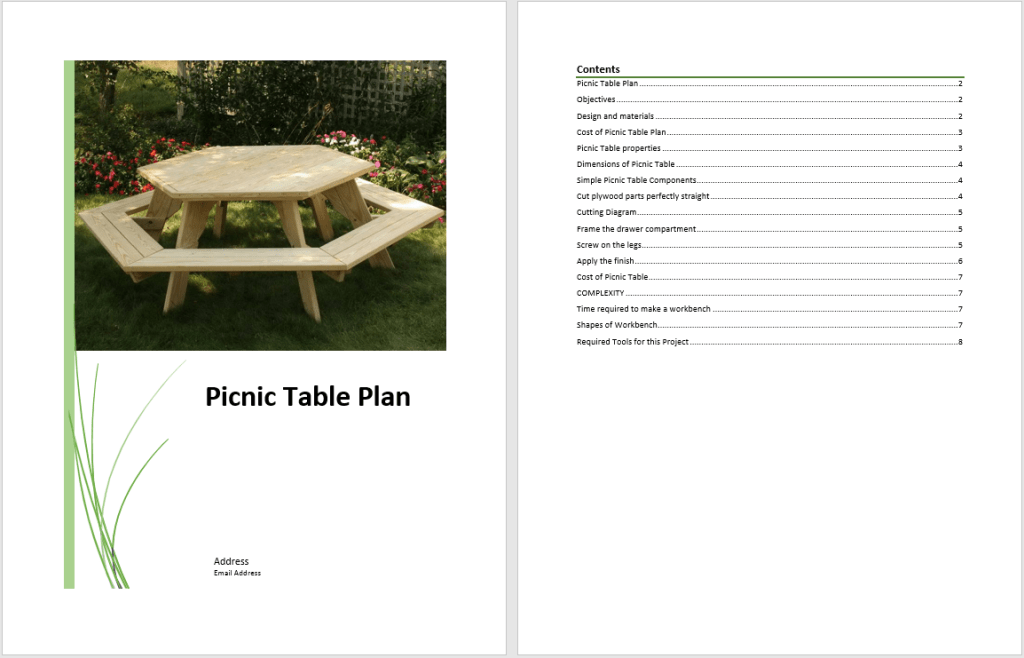 Picnic Table Plan Template Word Templates for Free Download