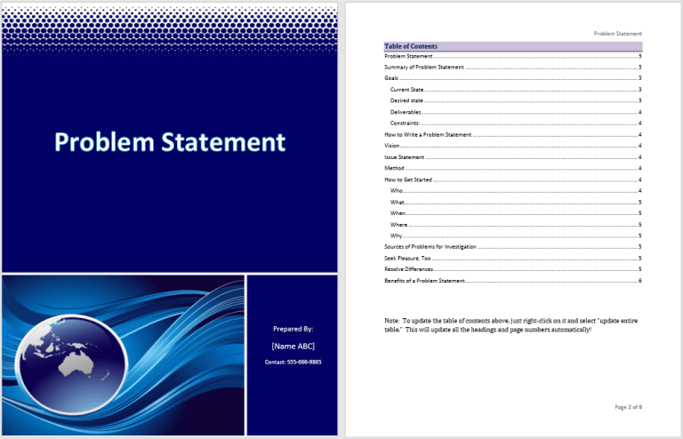 Problem Statement Template | Word Templates for Free Download