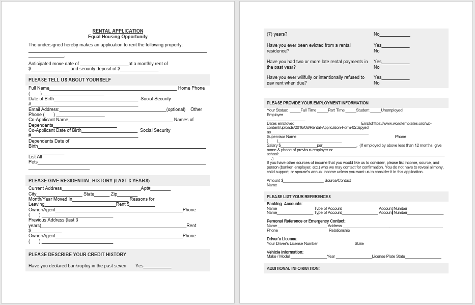 Rental Application Form 03