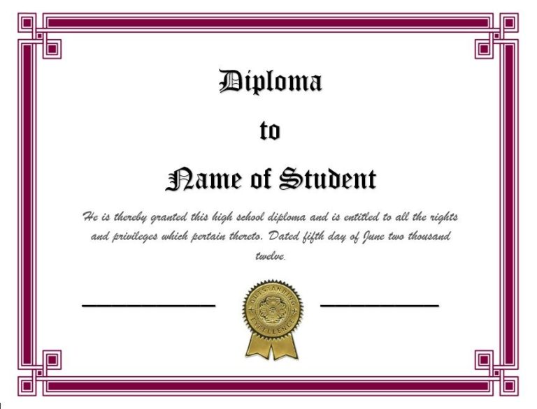 Free School Degree Certificate Templates - Word Templates For Free Download