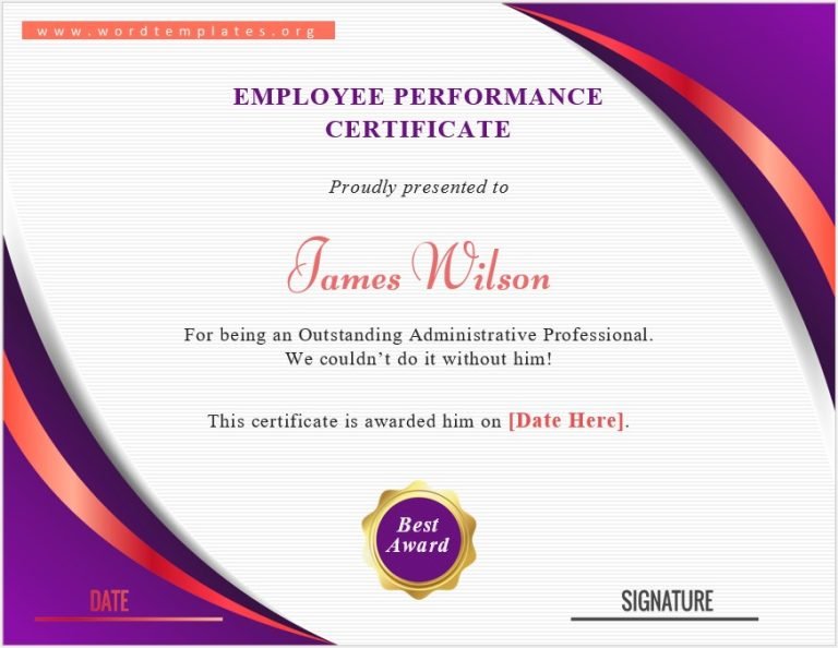 Employee Performance Certificate Template - Word Templates for Free ...
