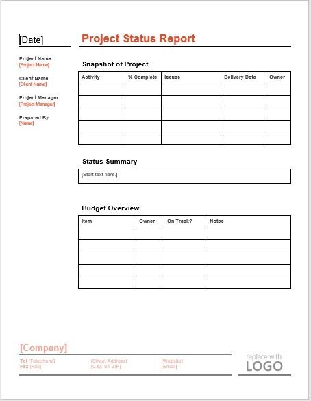 project status report template 04