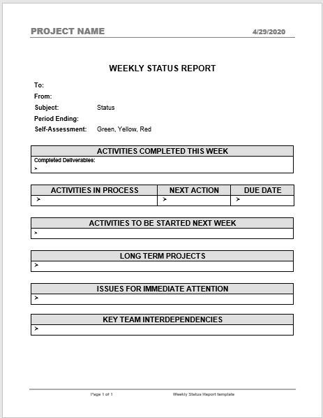 project status report template 05