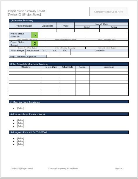 project status report template 07