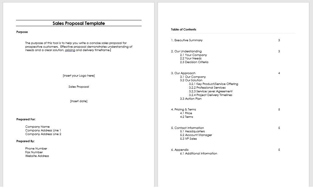 business proposal template word free