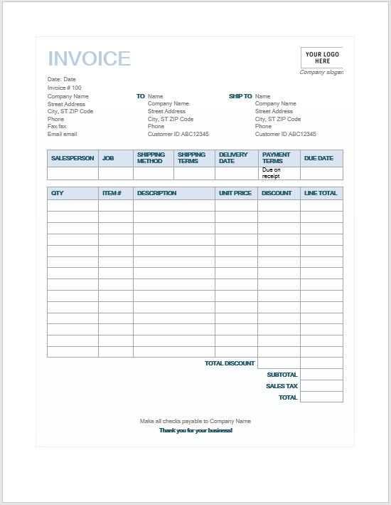 11 Free Invoice Templates - Word Templates for Free Download