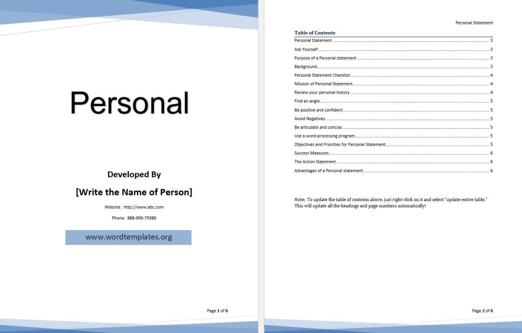 Personal Statement Template Word Templates for Free Download