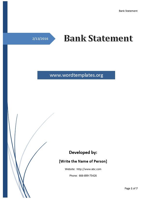 bank statement template