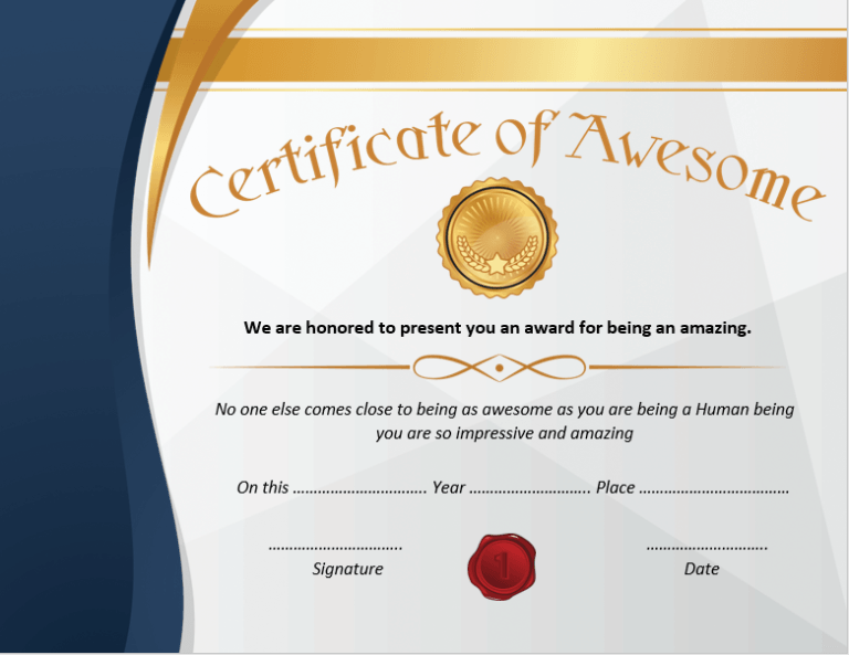 Certificate of Awesomeness Templates | Word Templates for Free Download