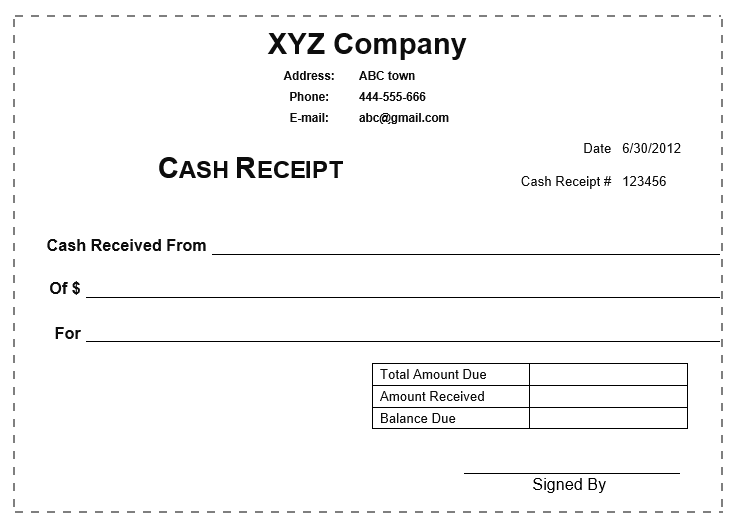 cash receipt templates word templates for free download