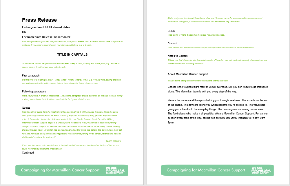 press release template 07