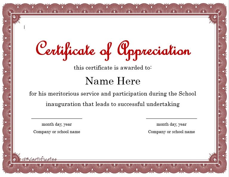 11 Free Appreciation Certificate Templates - Word Templates for Free ...