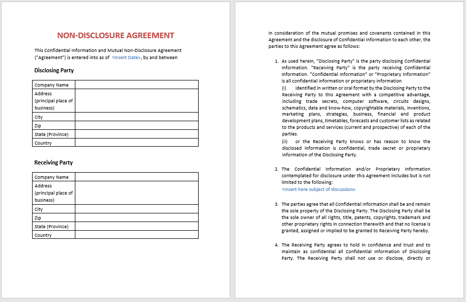 Non Disclosure Agreement Template 04