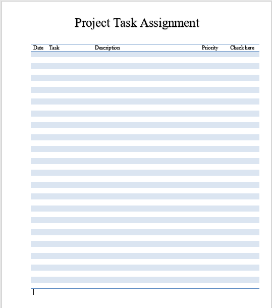 Project Task Assignment Template 02