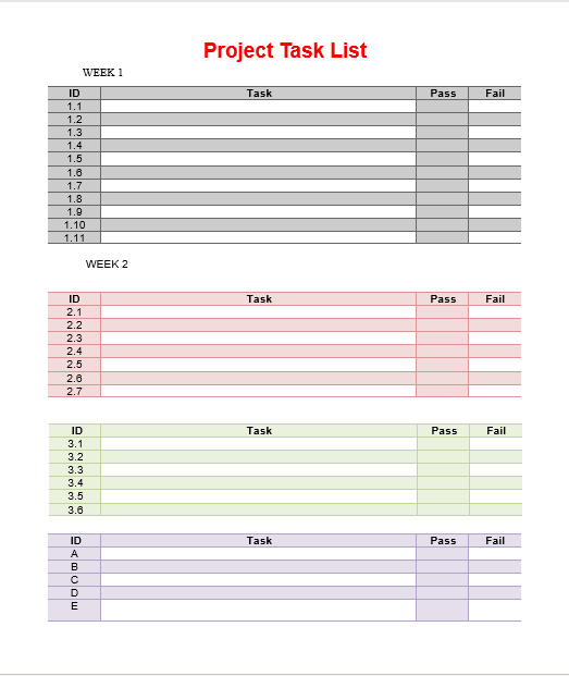 Project Task Assignment Template 05