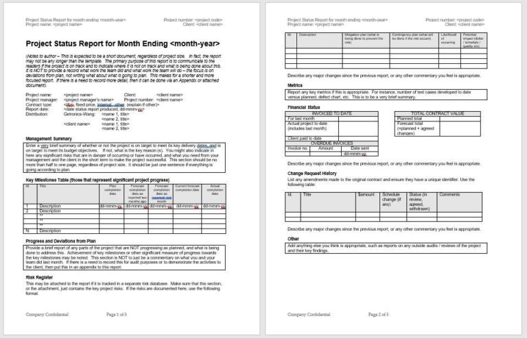 Free Project Status Report Templates | Word Templates for Free Download