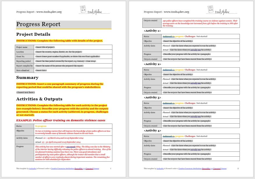 project status report template 16