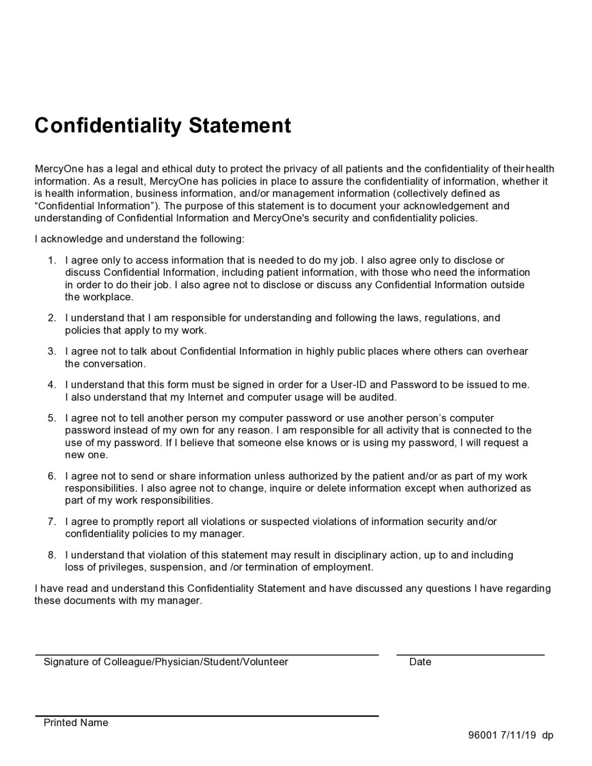 Confidentiality Statement Templates Word Templates For Free Download