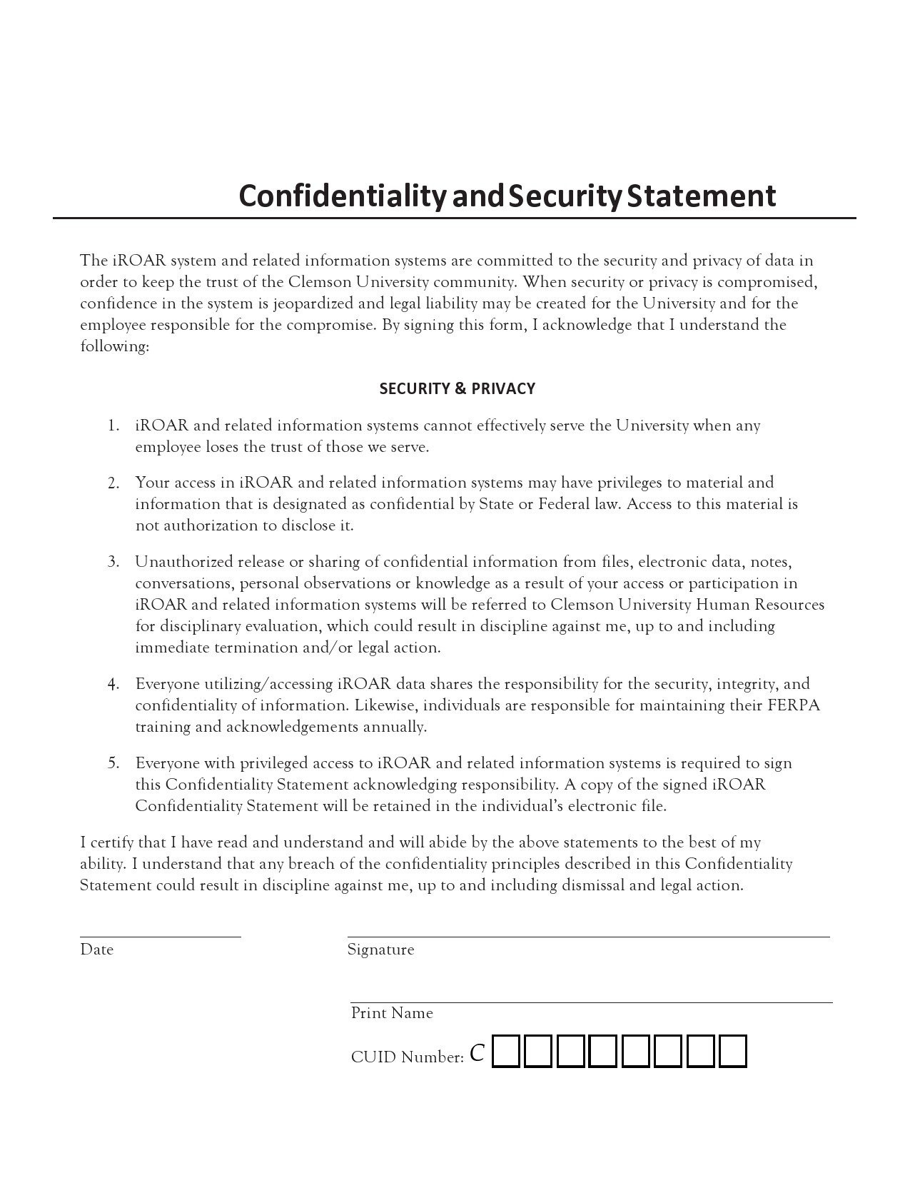 business plan statement confidentiality report