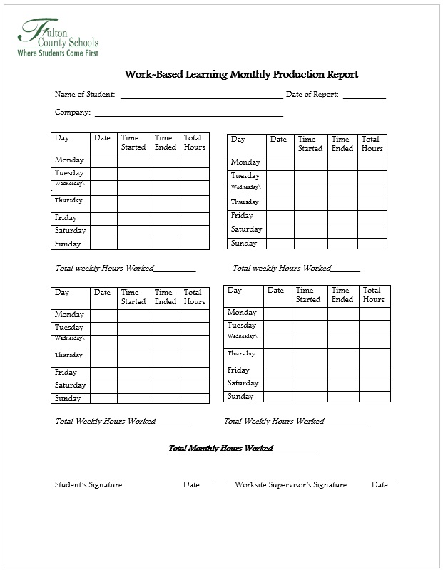 Monthly Production Report Word Template