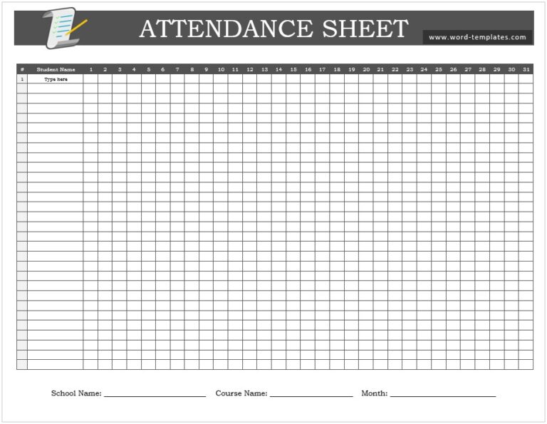 Attendance Sheet Templates Word Templates for Free Download