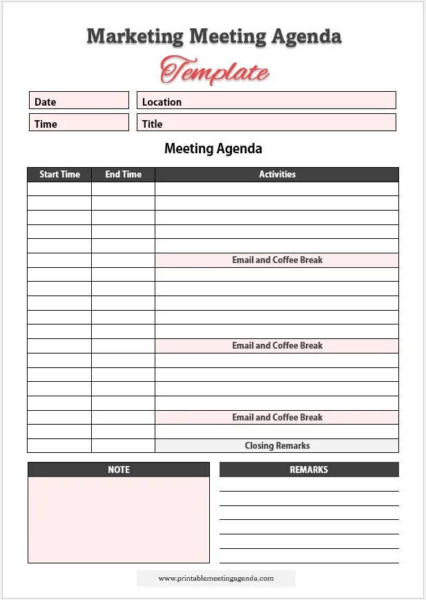 Marketing Meeting Agenda Template 02