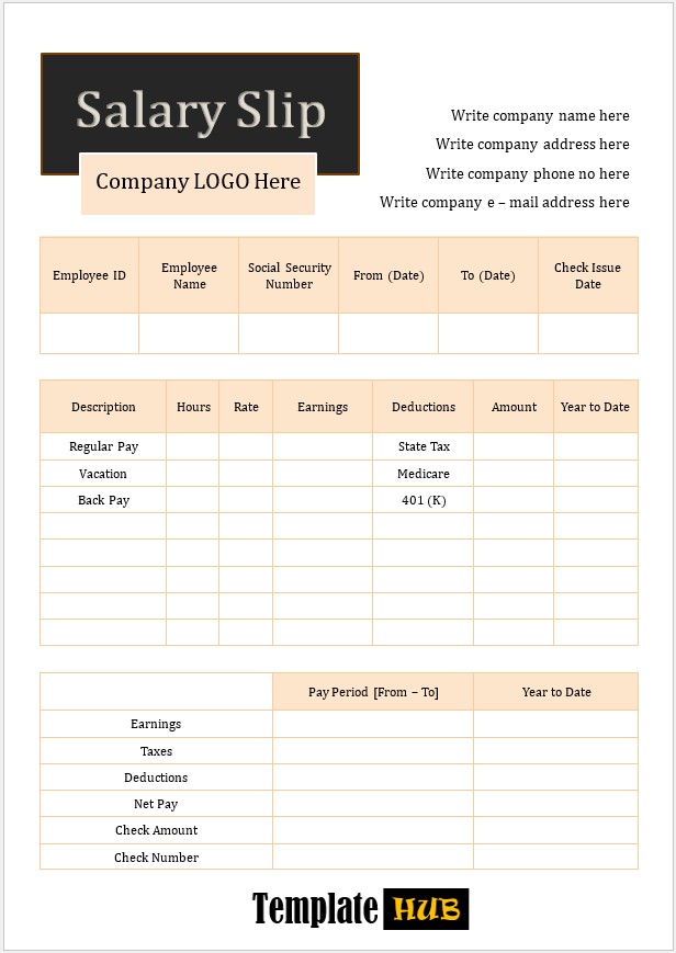 Salary Slip Template 1