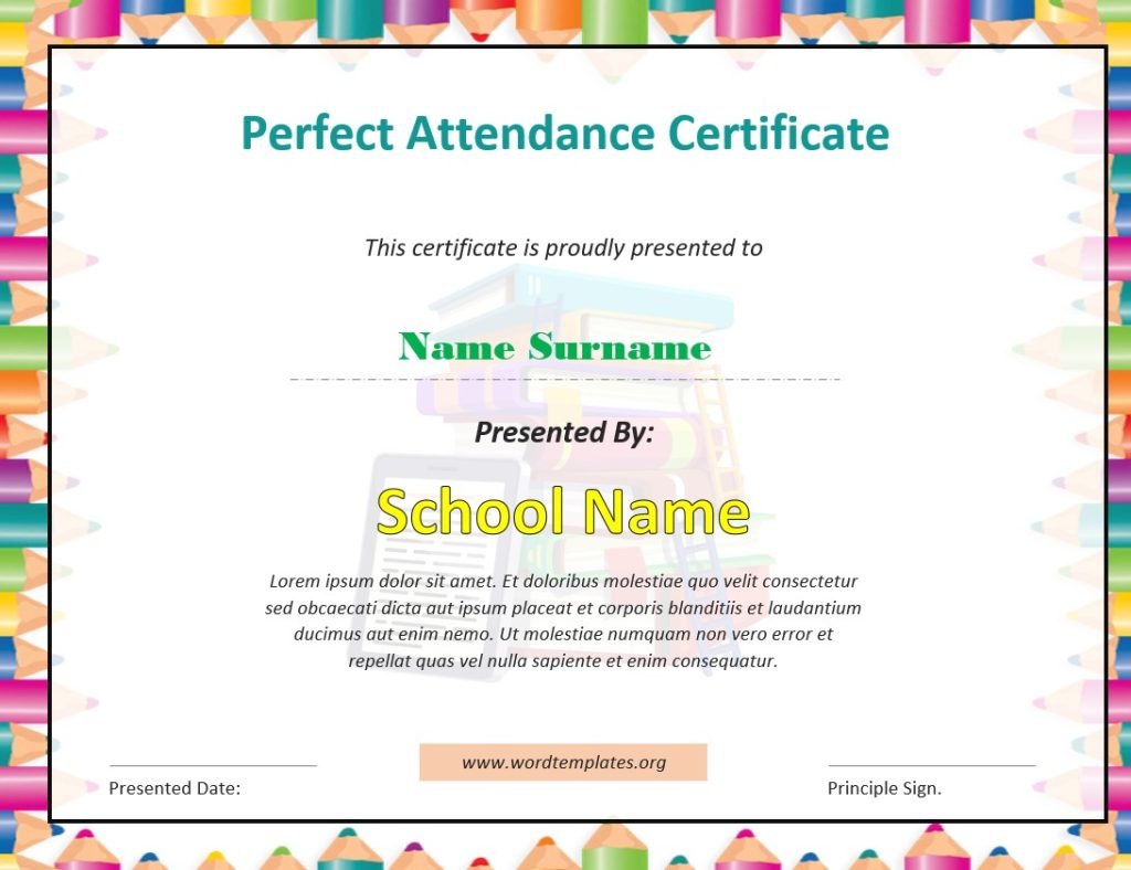 School Attendance Certificate Templates Word Templates For Free Download 8347