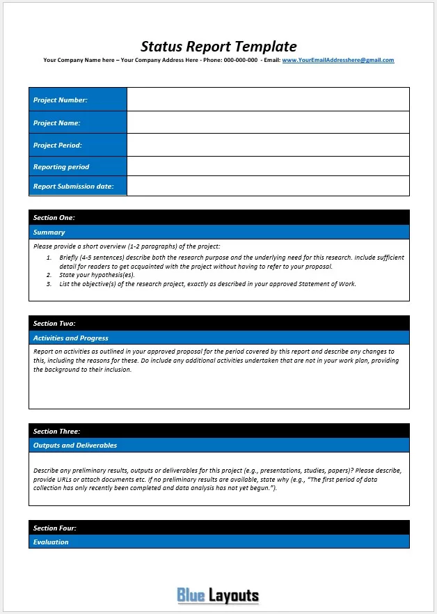 Status Report Template 01