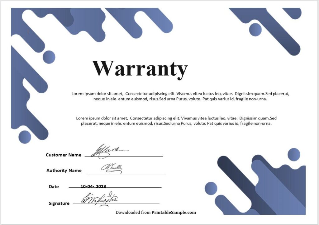 Warranty Certificate Template 05