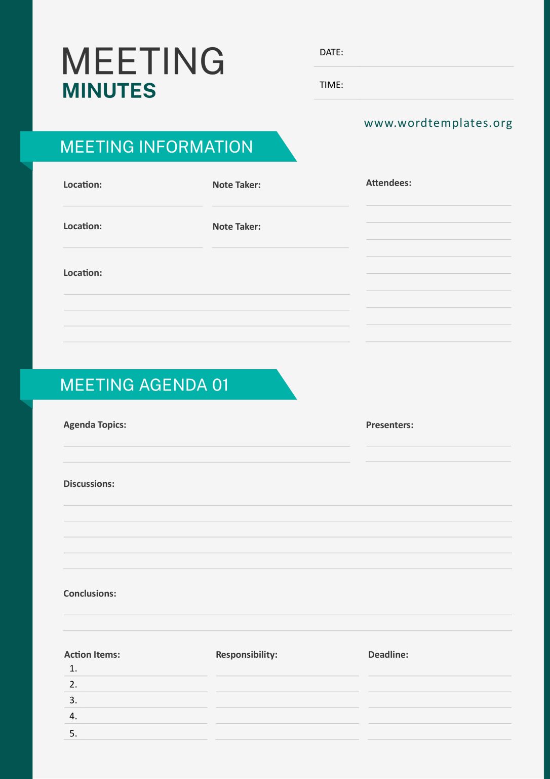 Meeting Minutes Templates – Word Templates for Free Download