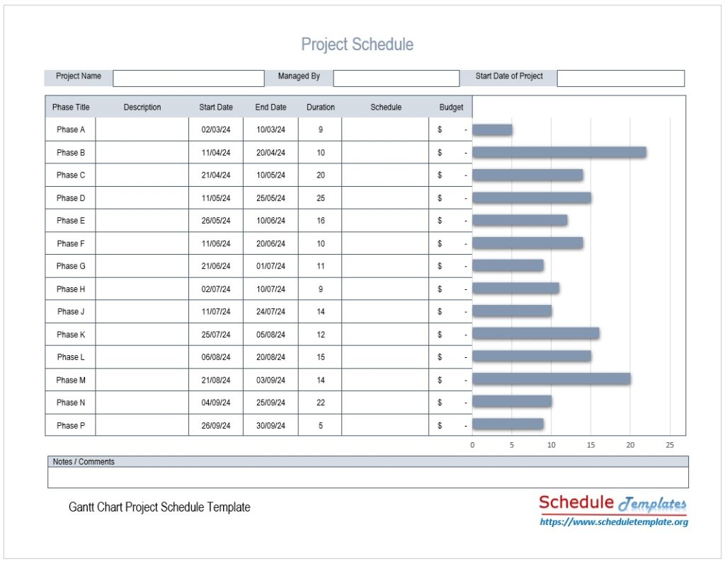 Gantt Chart Project Schedule Template