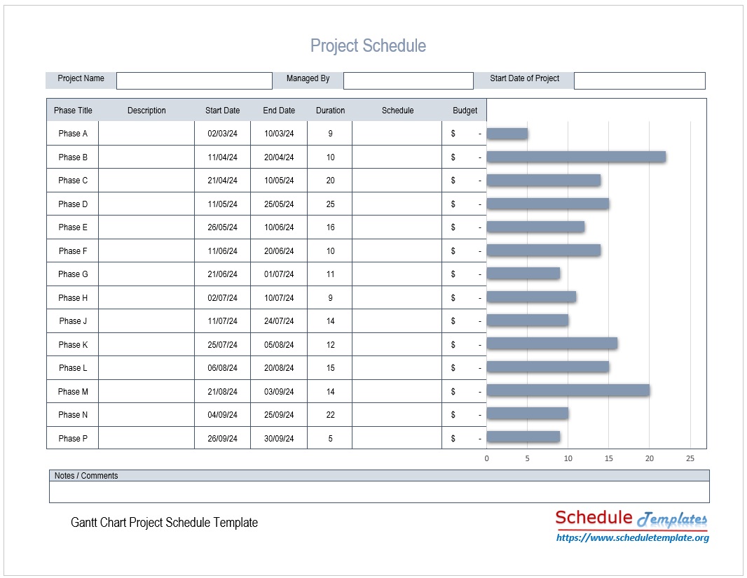 Gantt Chart Project Schedule Template