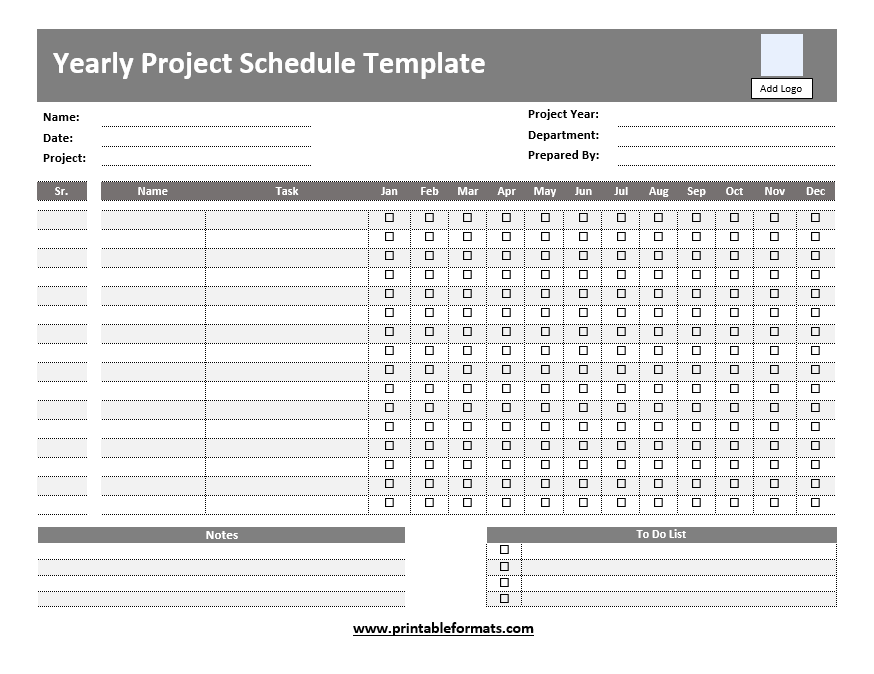 Yearly Project Schedule Template